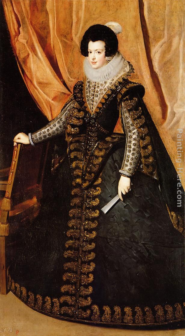 Queen Isabel, Standing painting - Diego Rodriguez de Silva Velazquez Queen Isabel, Standing art painting